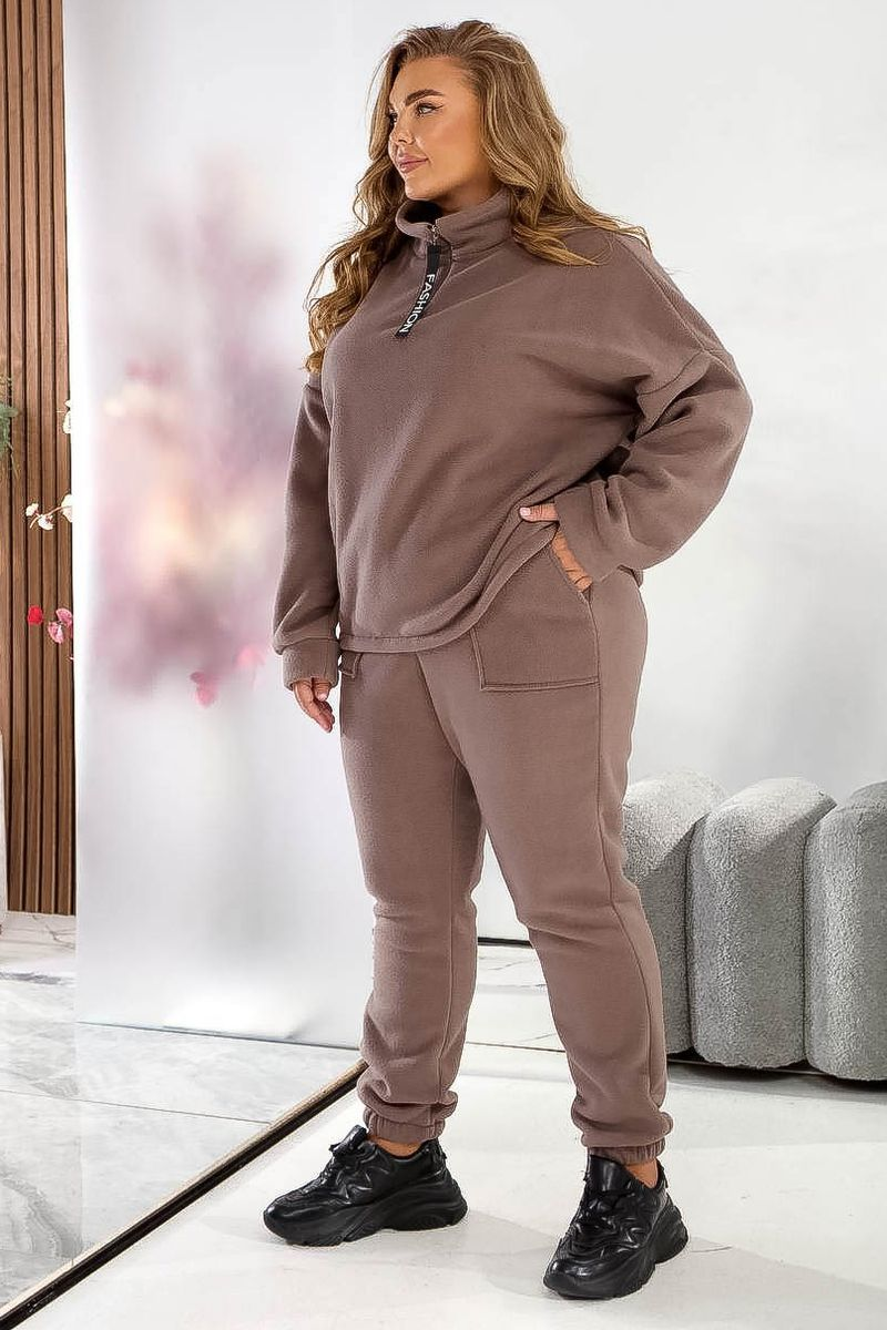 Women's sports suit on fleece, mocha color, 257R90