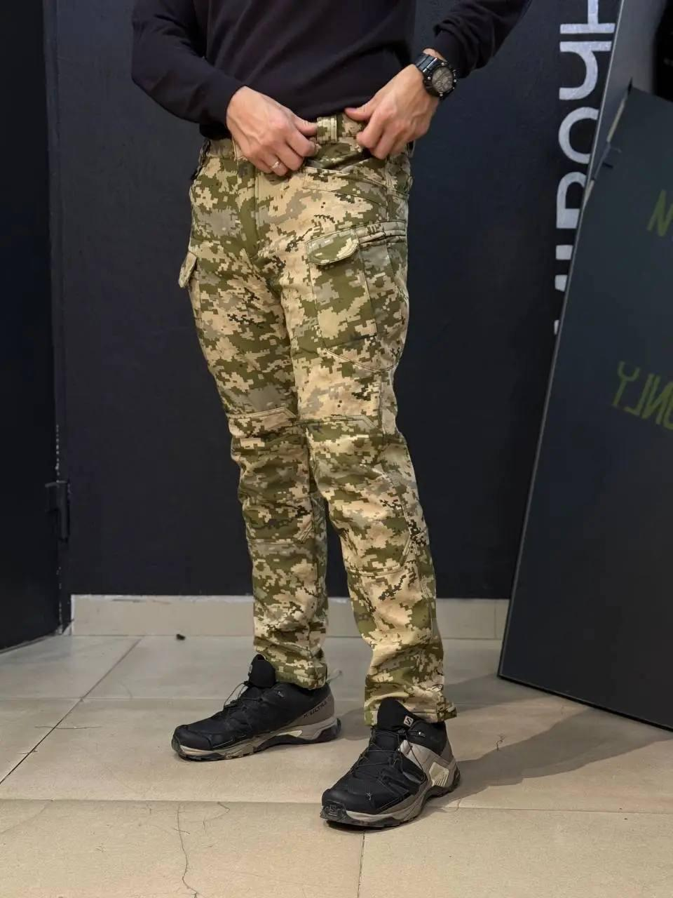 Штани утеплені на флісі Софт Шел Soft Shell колір Піксель