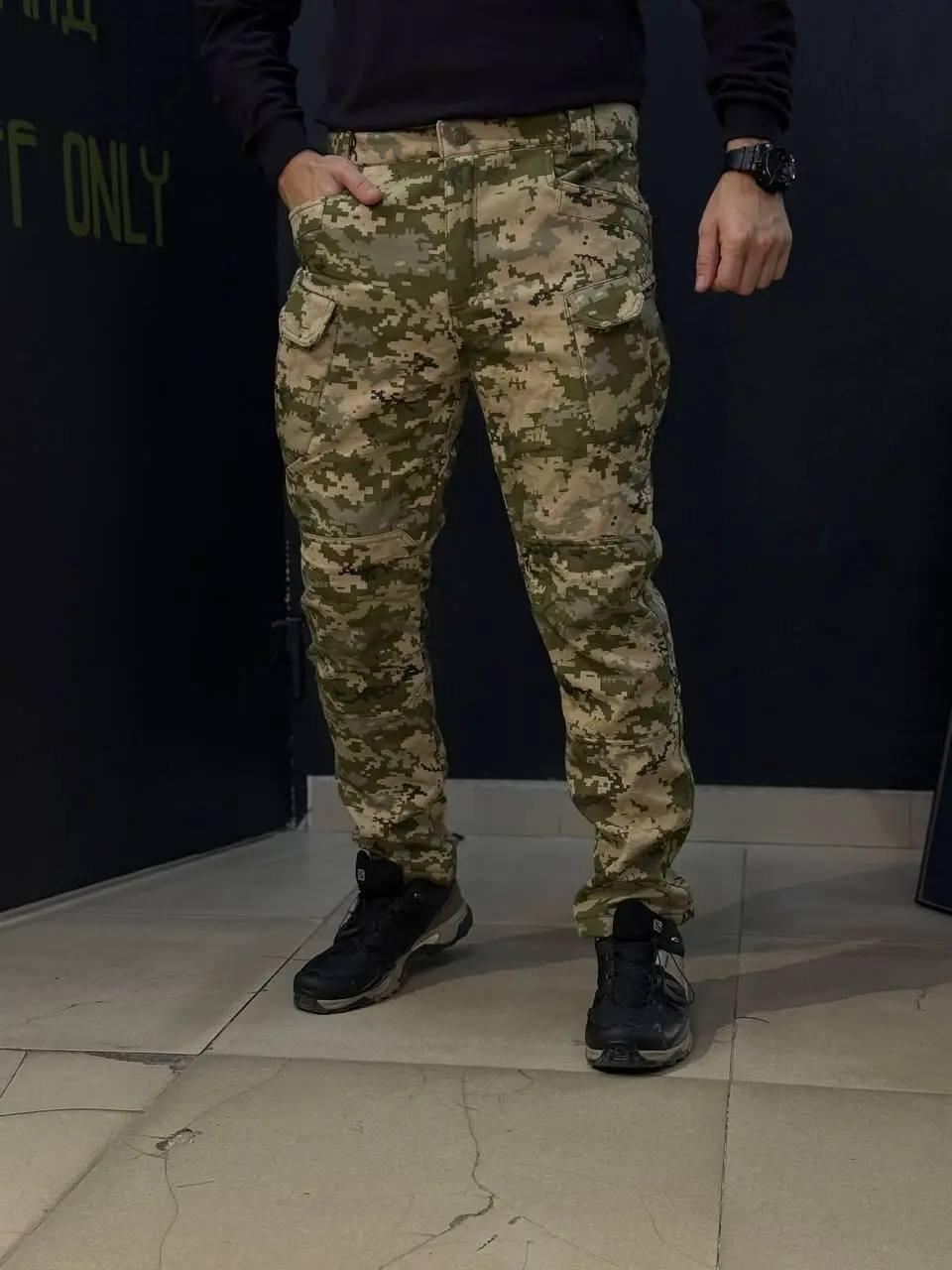 Штани утеплені на флісі Софт Шел Soft Shell колір Піксель