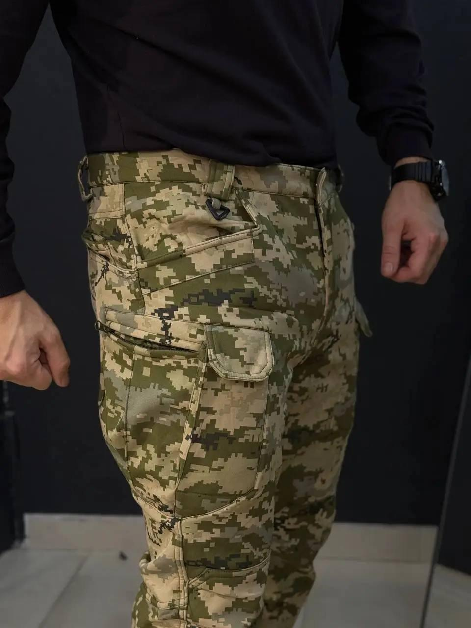 Штани утеплені на флісі Софт Шел Soft Shell колір Піксель