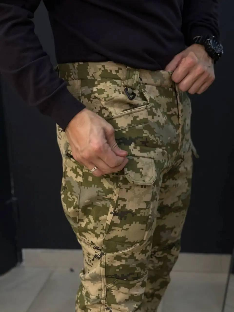 Штани утеплені на флісі Софт Шел Soft Shell колір Піксель