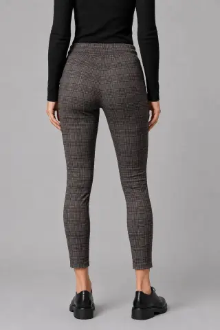 Women's Checkered Pants with Fur Lining, Gray Color, 129R3826-2