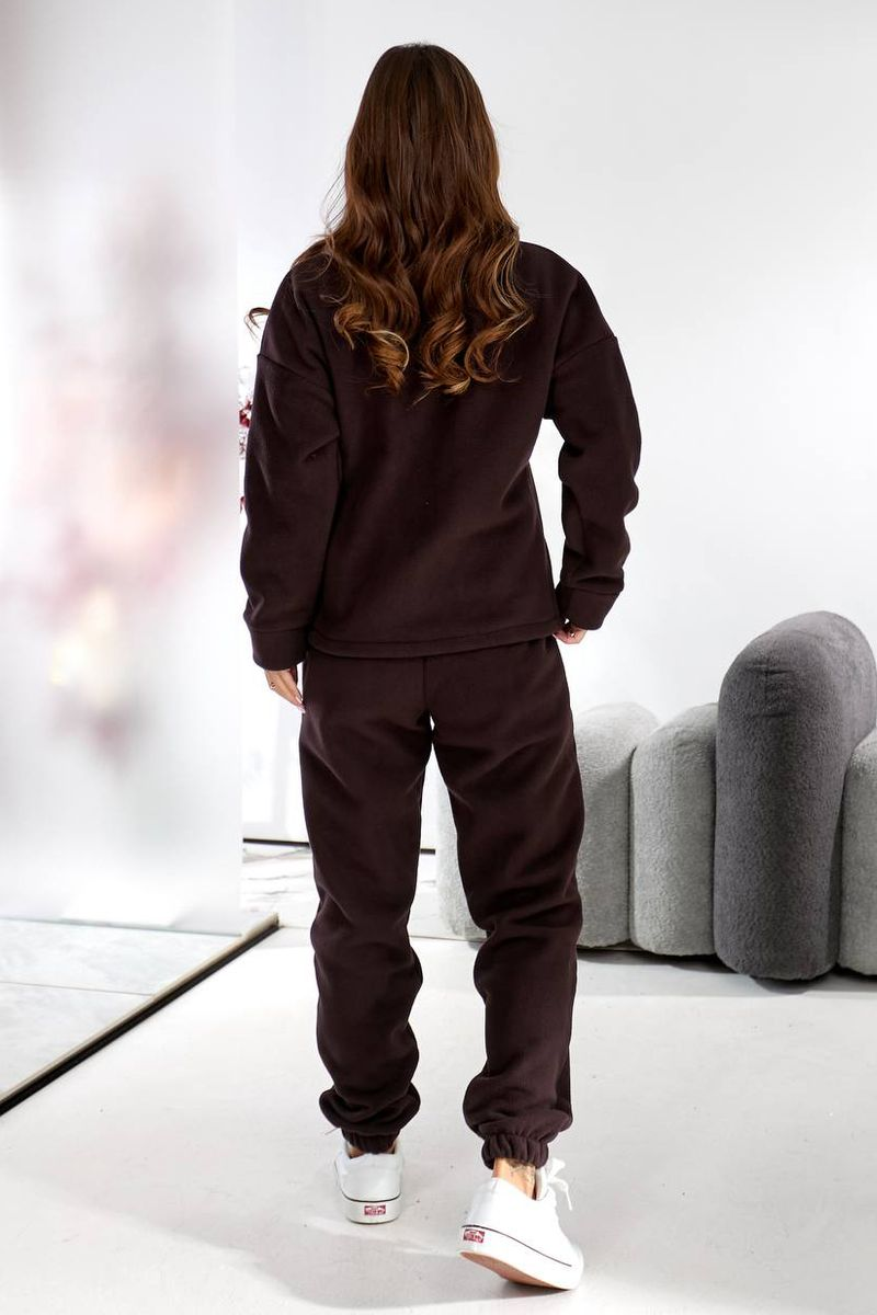 Women's Sports Suit on Fleece, Chocolate Color, 257R90