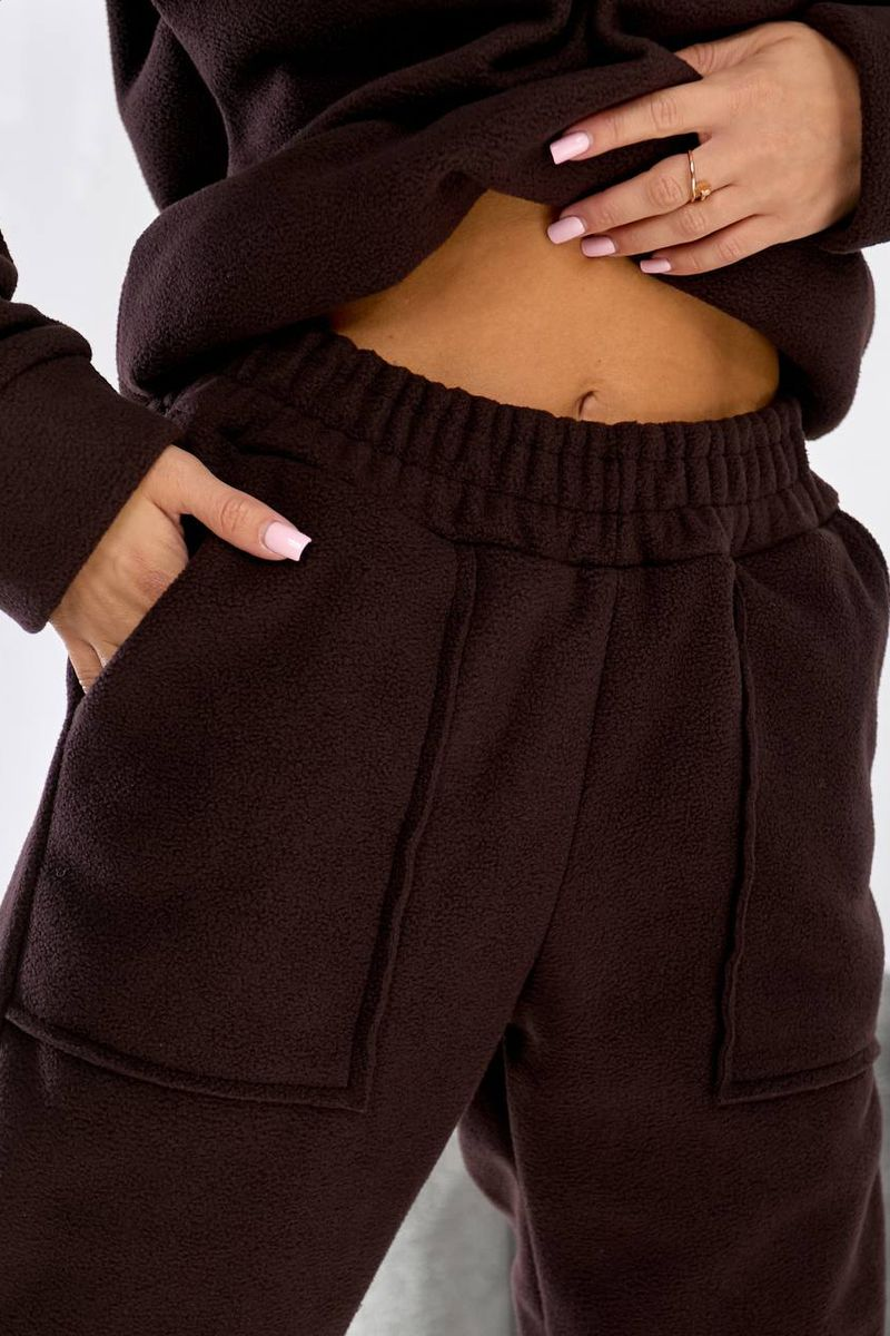 Women's Sports Suit on Fleece, Chocolate Color, 257R90