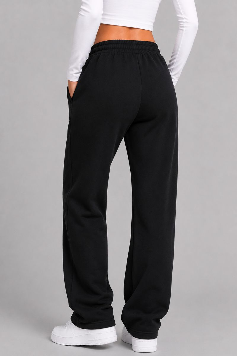 Women's solid sports pants, black color, 257R650