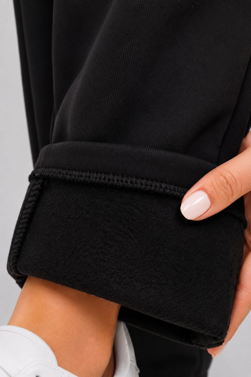 Women's solid sports pants, black color, 257R650