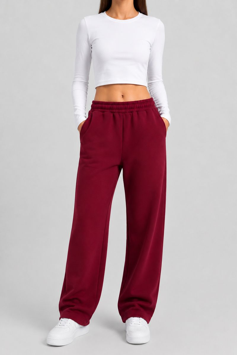 Спортивные штаны женские однотонные, цвет бордовый, 257R650