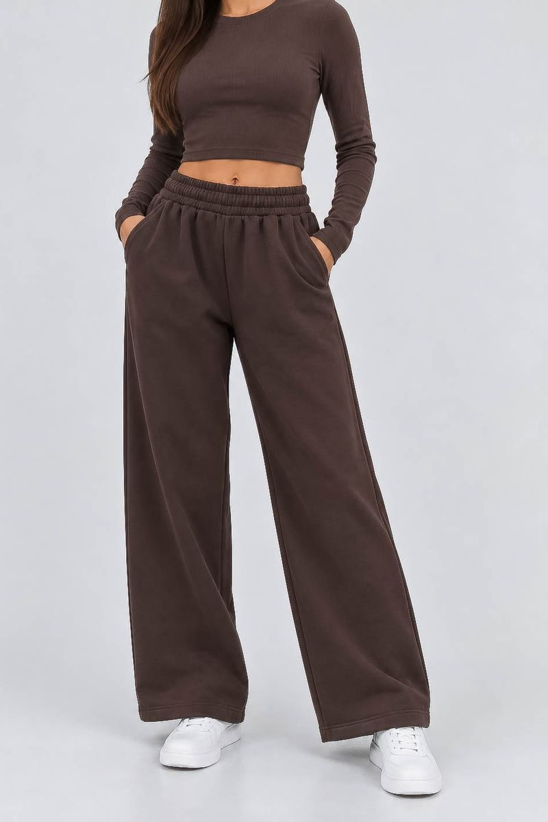 Спортивные штаны женские однотонные, цвет шоколадный, 257R650