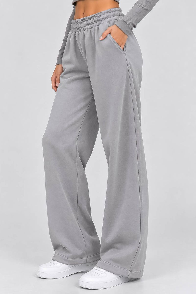 Women's solid sports pants, light gray color, 257R650