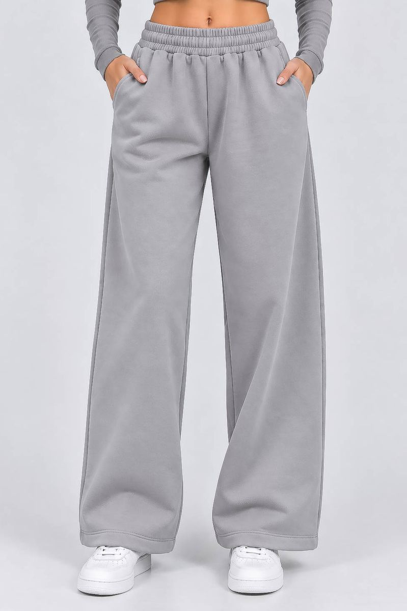 Women's solid sports pants, light gray color, 257R650