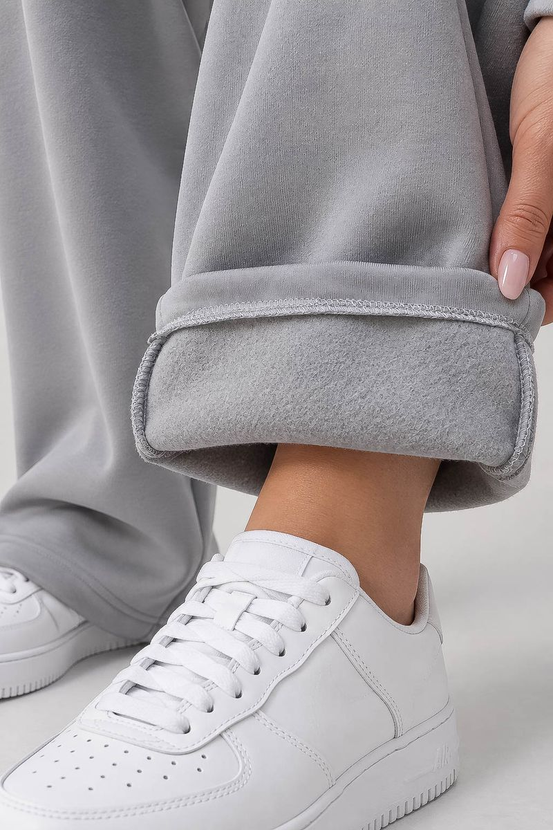 Women's solid sports pants, light gray color, 257R650
