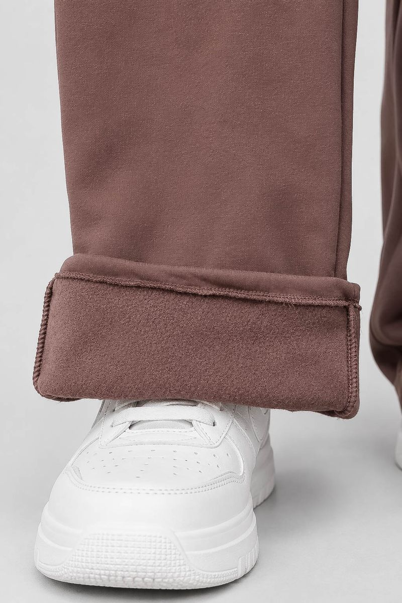 Women's solid sports pants, brown color, 257R650