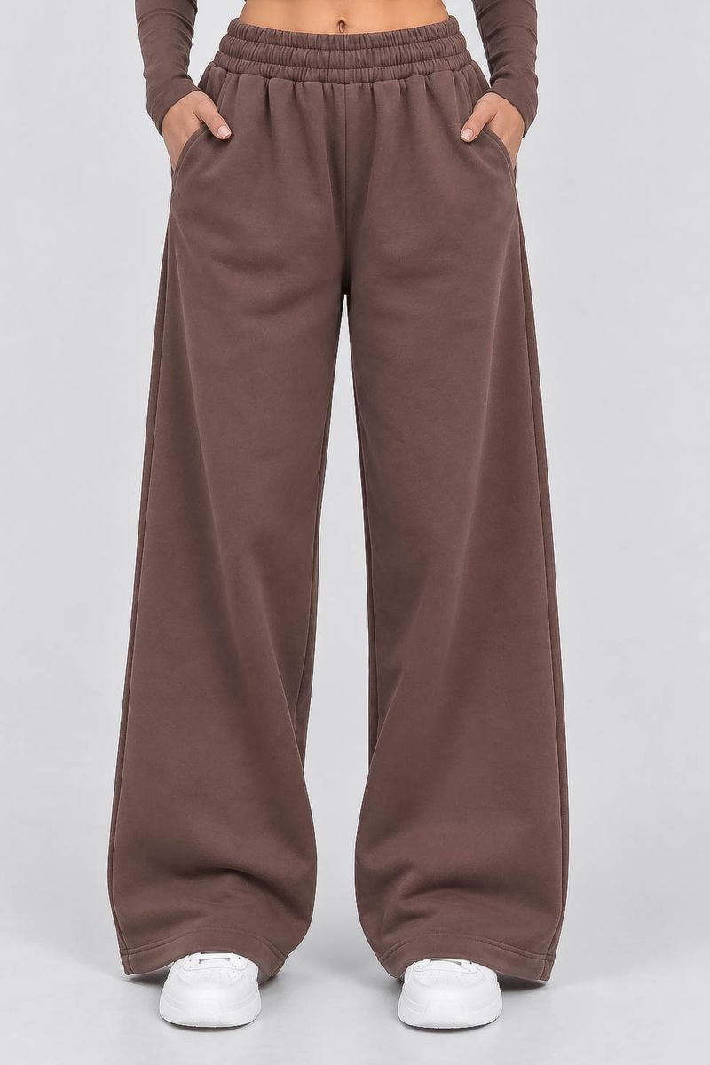 Women's solid sports pants, brown color, 257R650