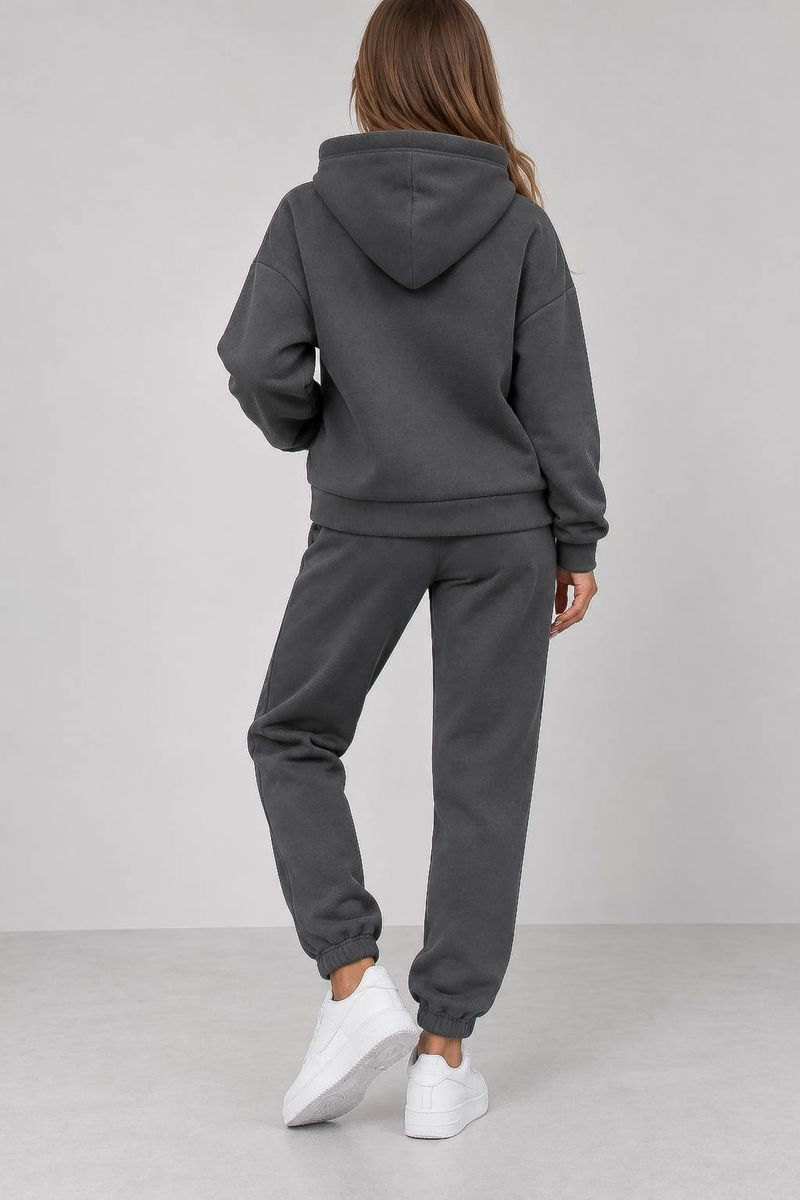 Women's Sports Suit on Fleece, Dark Gray Color, 257R85