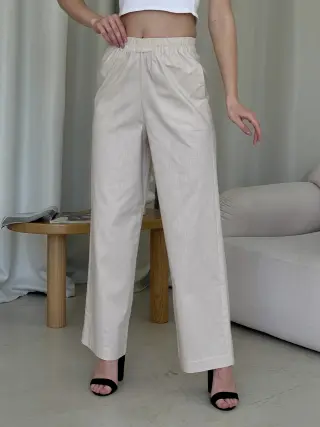 Beige Linen Palazzo Pants Merlini Torio
