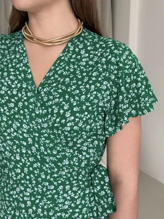 Green Floral Wrap Dress in Rayon by Merlini Vicenza