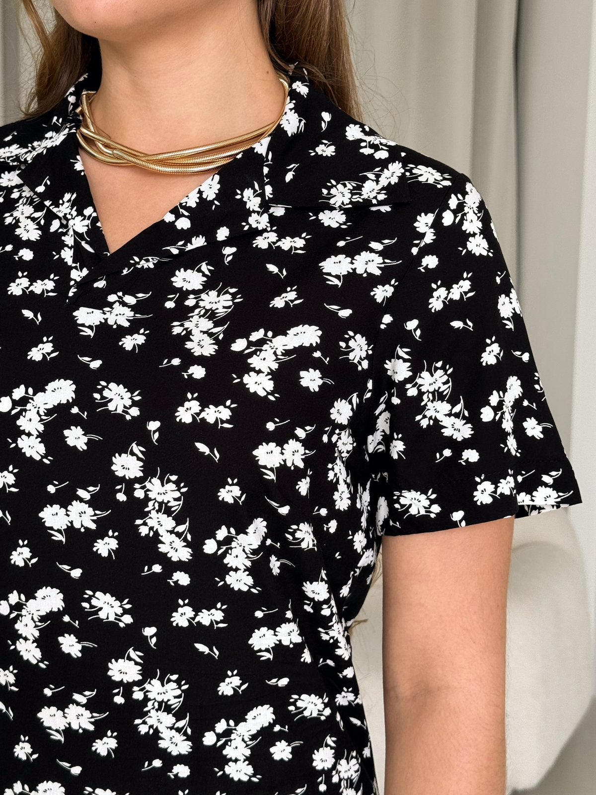 Black Floral Collar Dress from Rayon Merlini Tarpy