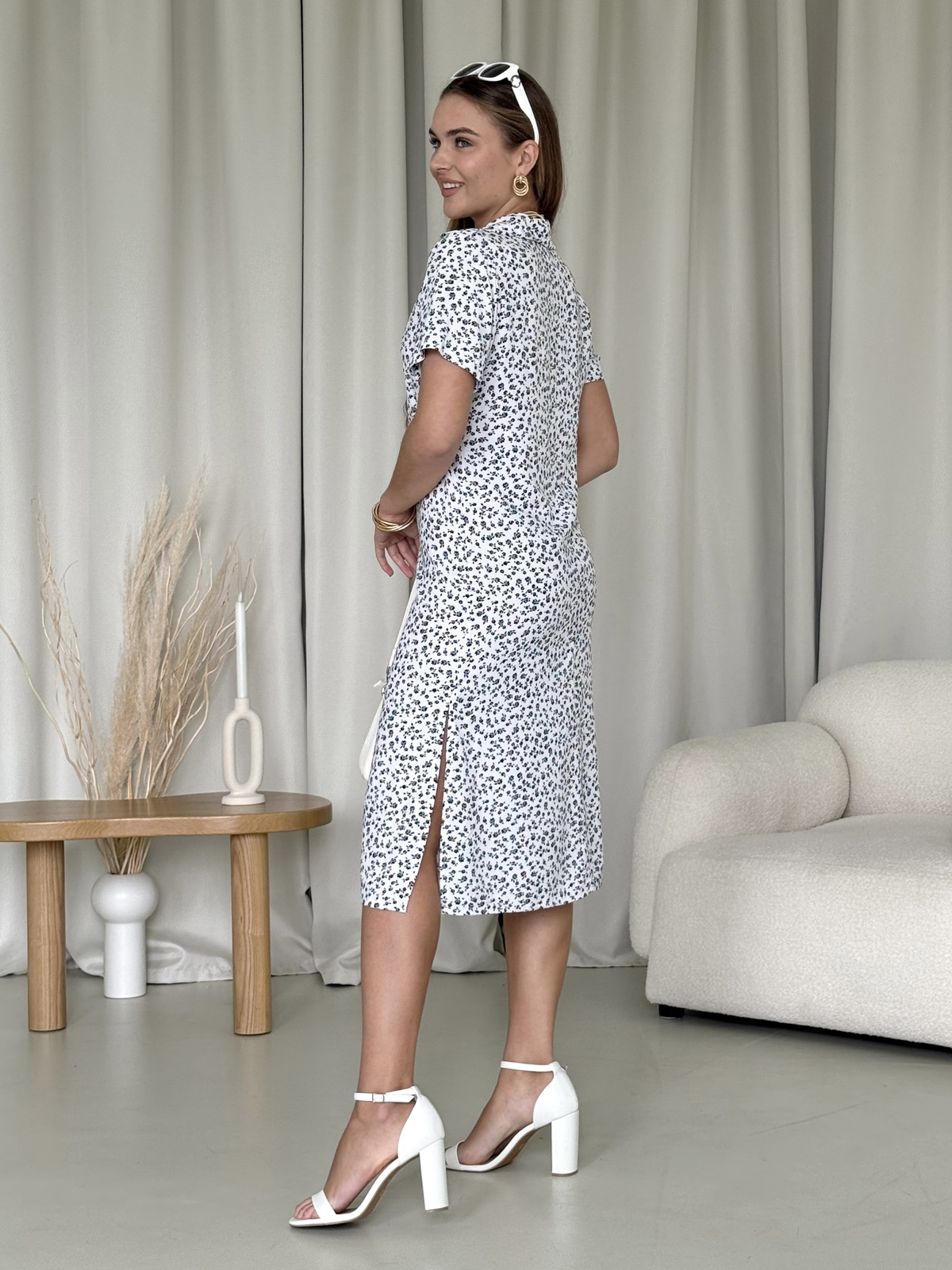 White Floral Collar Dress in Staple Merlini Tarpy