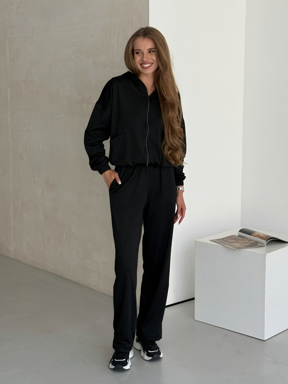 Warm transformer suit on fleece 4 in 1 black Merlini Portofino
