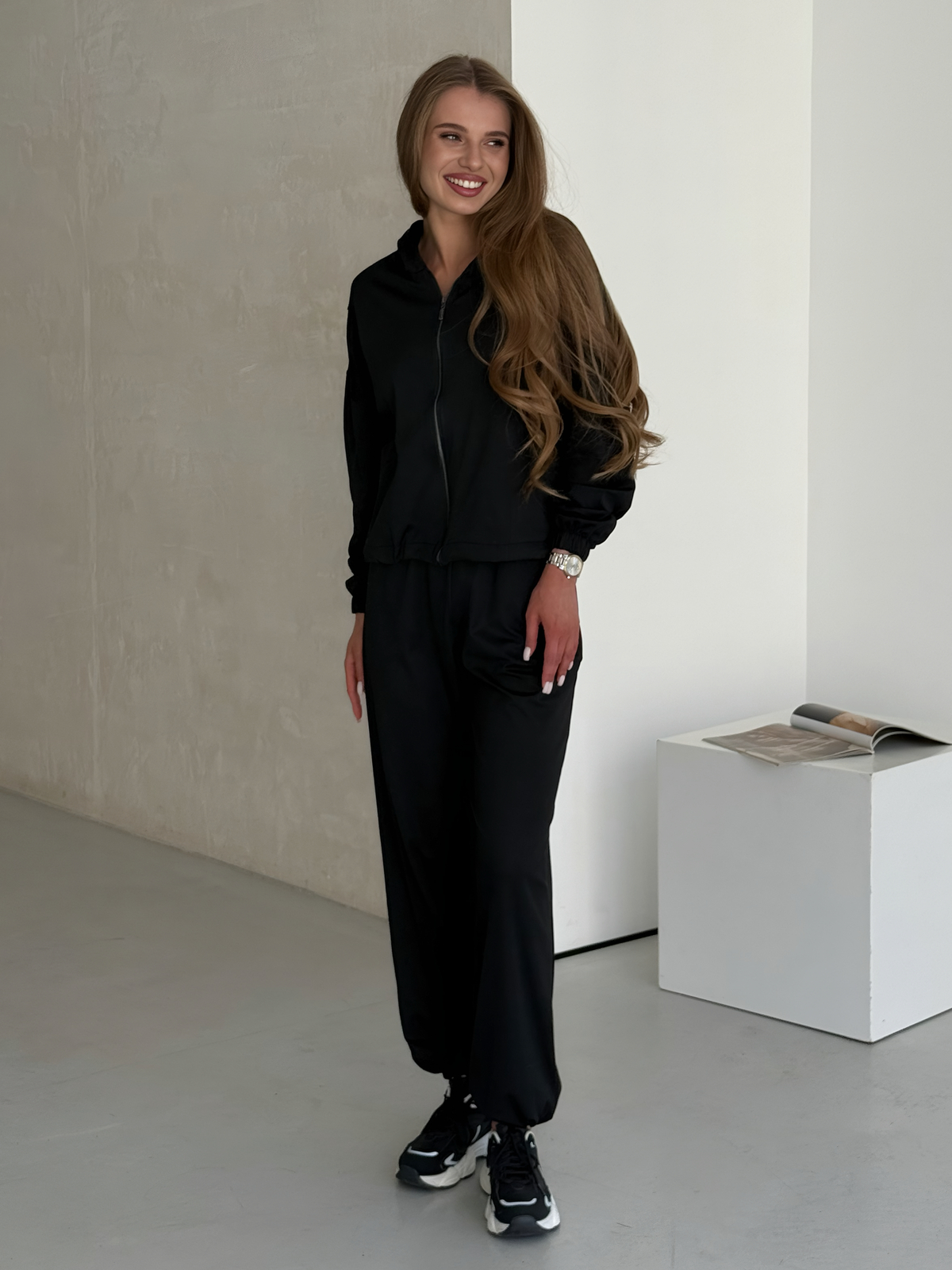 Warm transformer suit on fleece 4 in 1 black Merlini Portofino