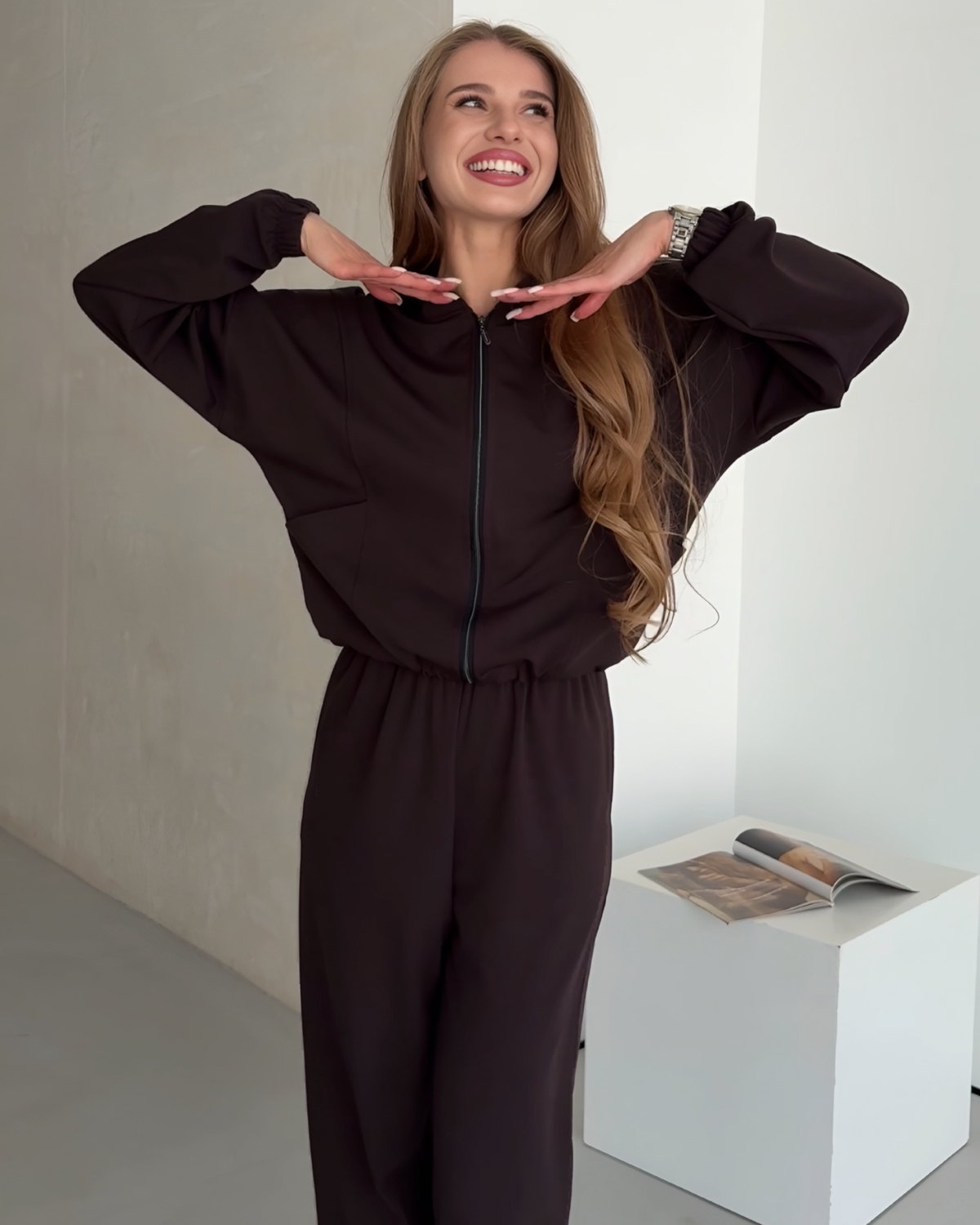 Warm transformer suit on fleece 4 in 1 chocolate Merlini Portofino