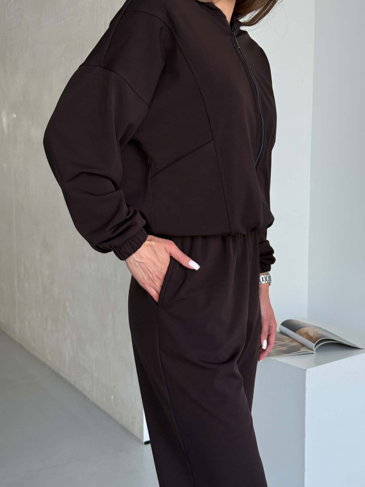 Warm transformer suit on fleece 4 in 1 chocolate Merlini Portofino