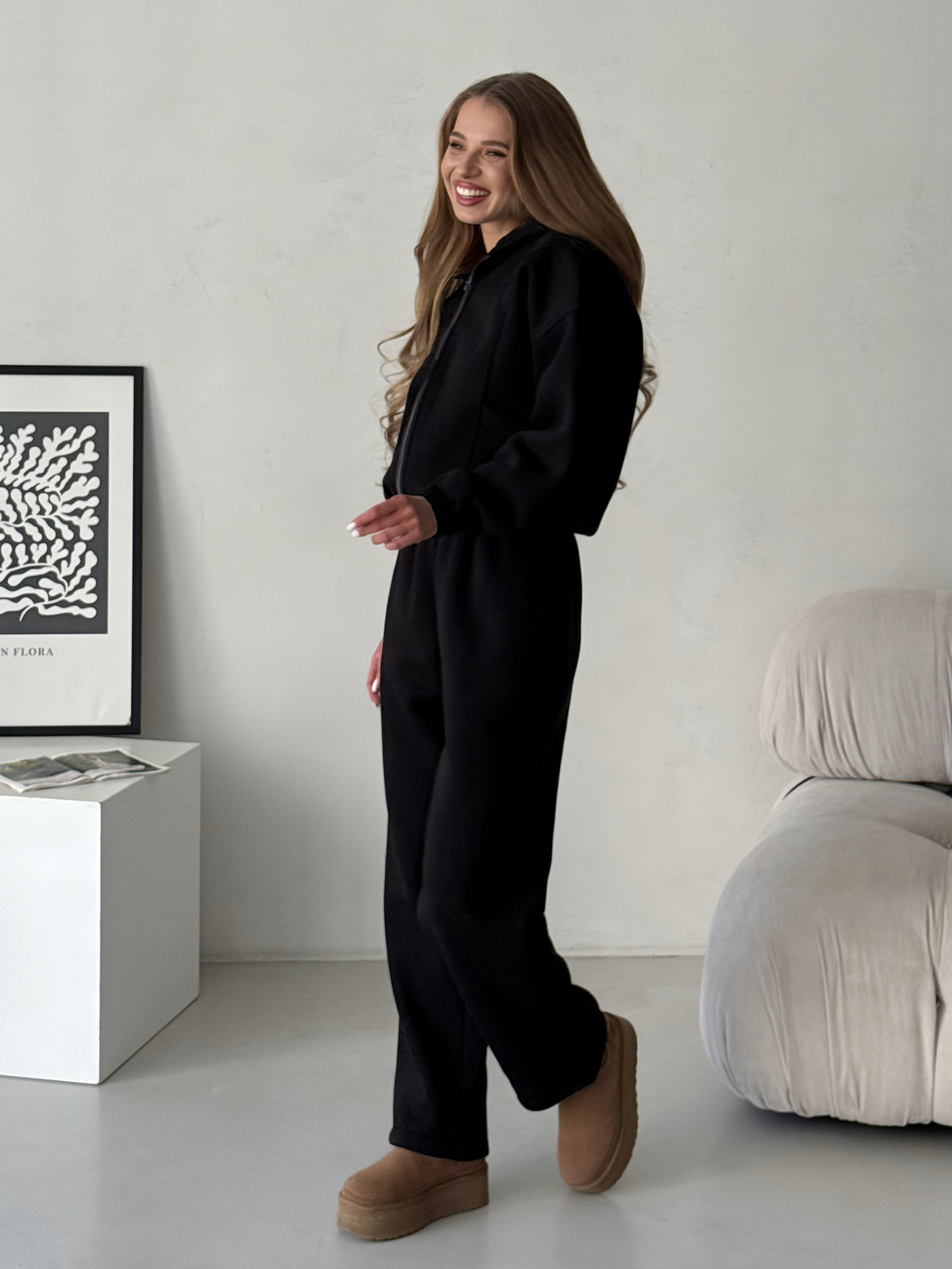 Warm fleece transformer suit 4 in 1 black Merlini Renn