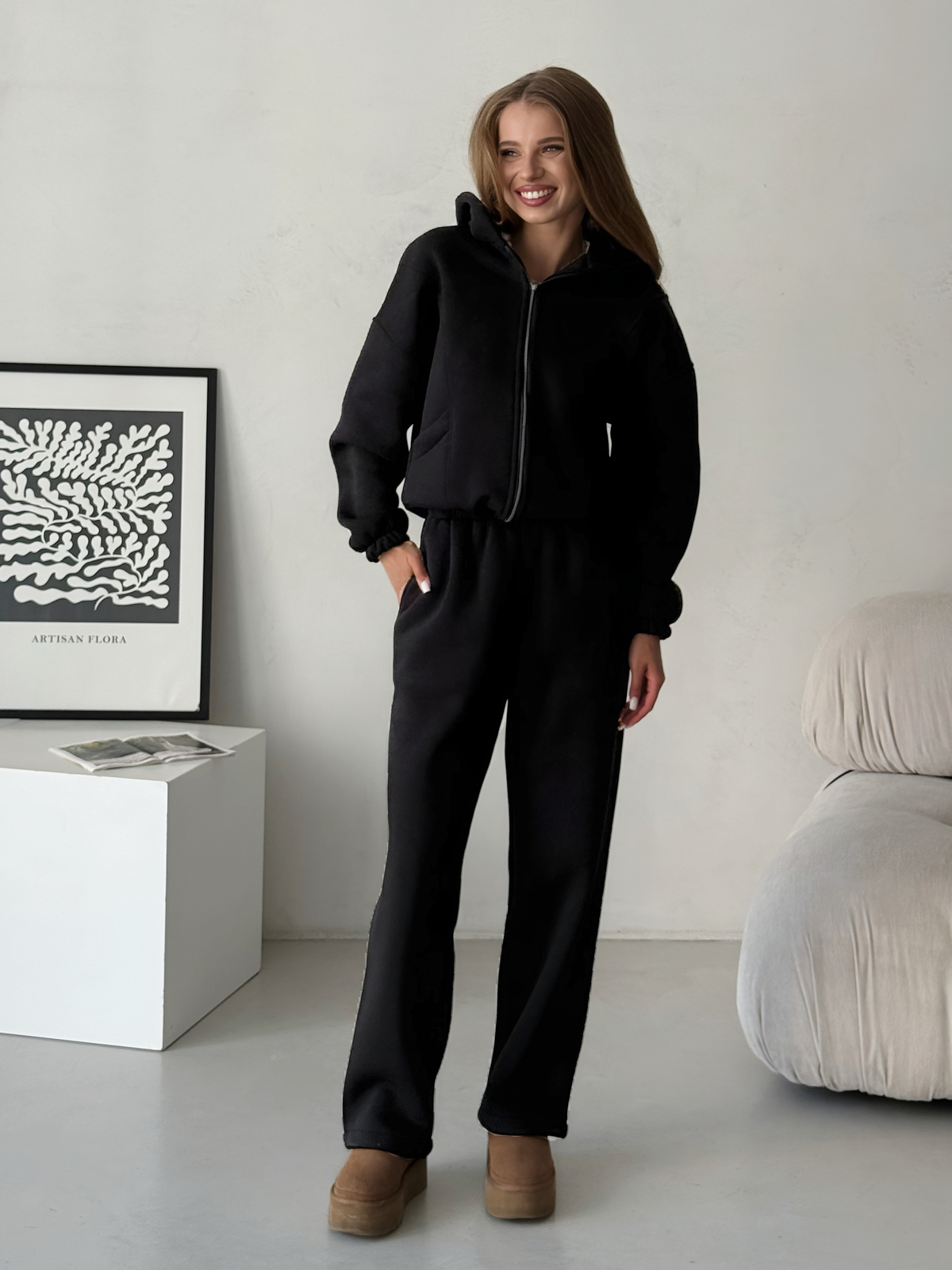 Warm fleece transformer suit 4 in 1 black Merlini Renn