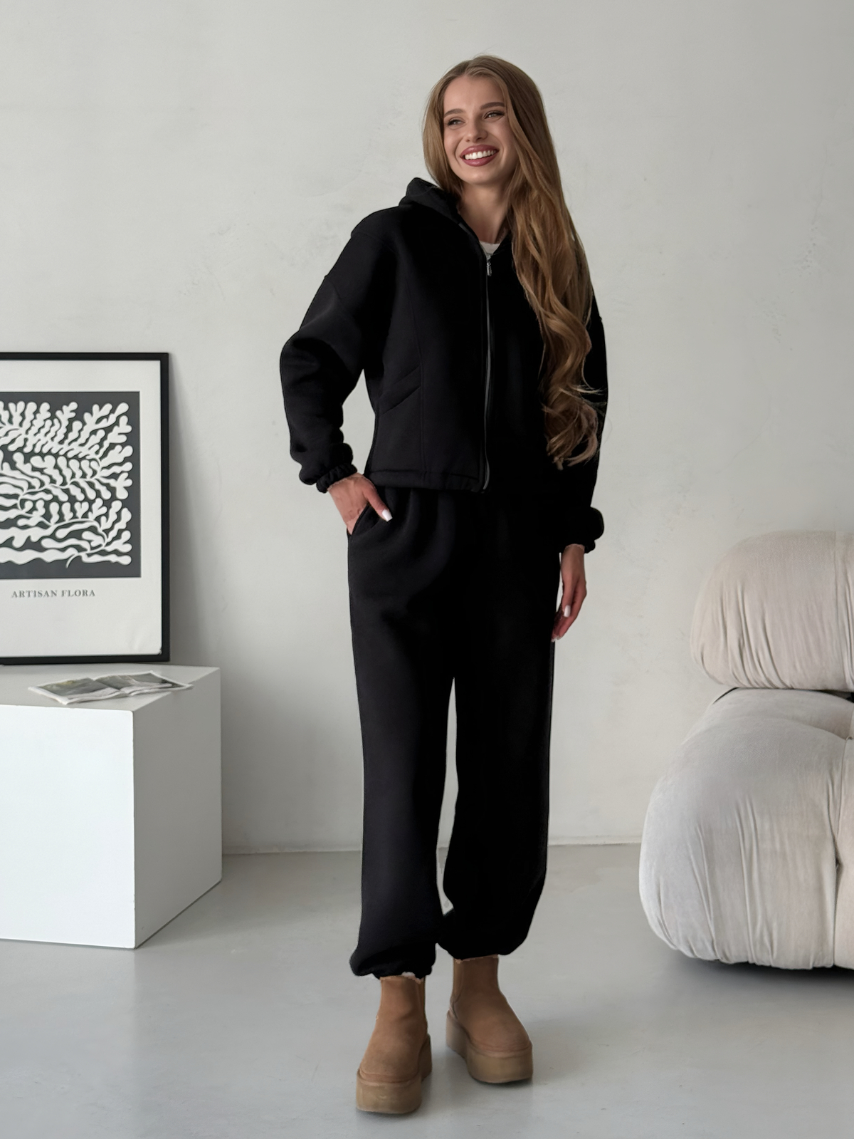 Warm fleece transformer suit 4 in 1 black Merlini Renn