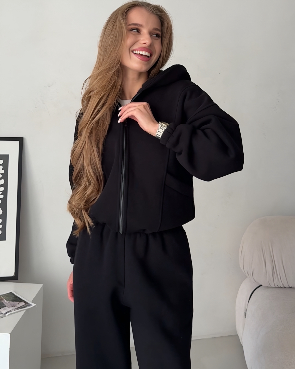 Warm fleece transformer suit 4 in 1 black Merlini Renn