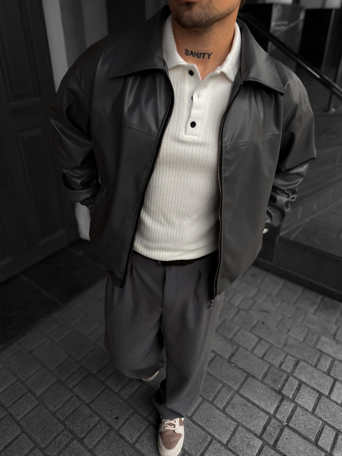 Grey Leather Jacket