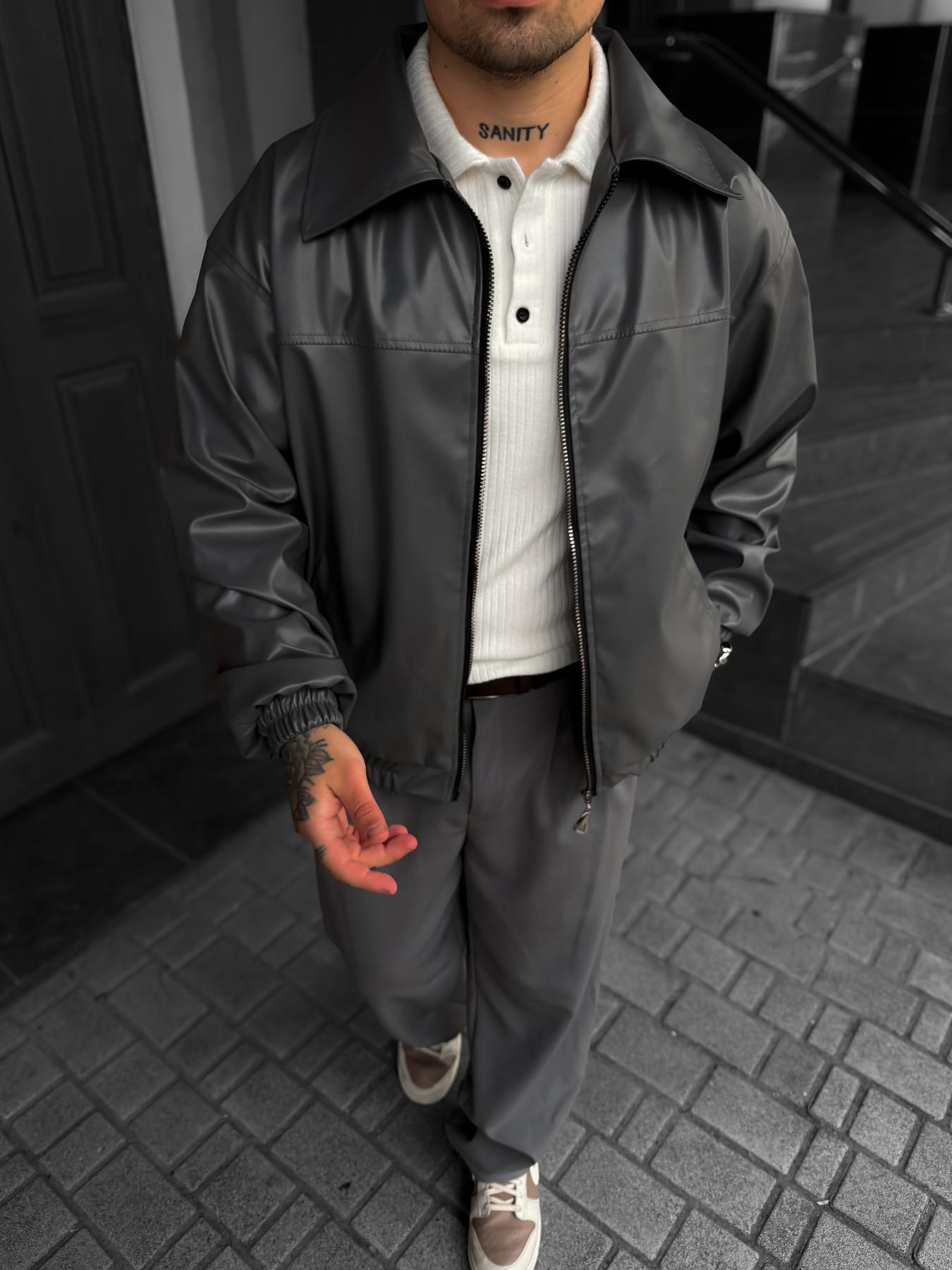 Grey Leather Jacket