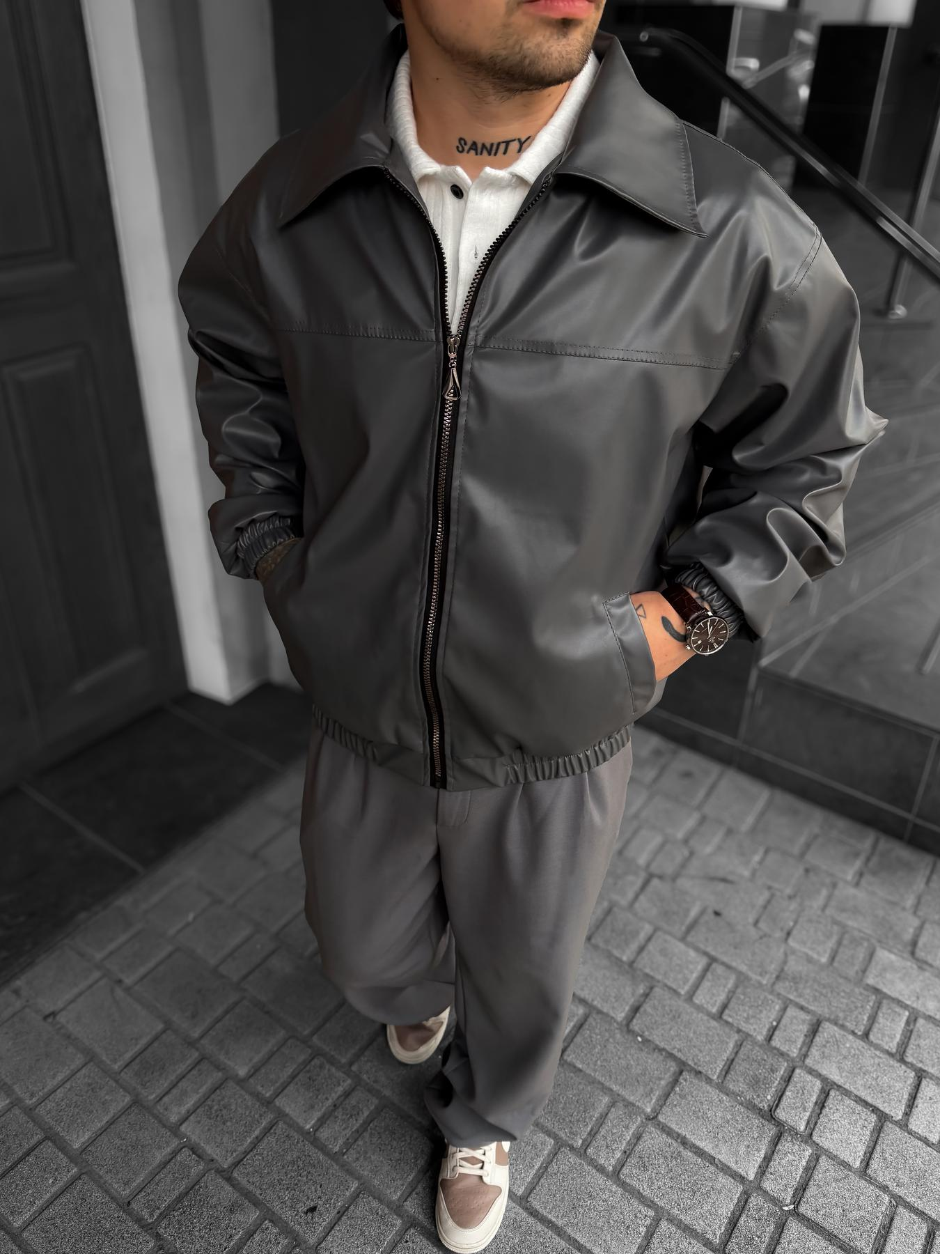 Grey Leather Jacket