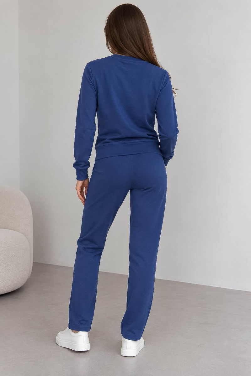 Women's solid color sports suit, blue color, 244R1102