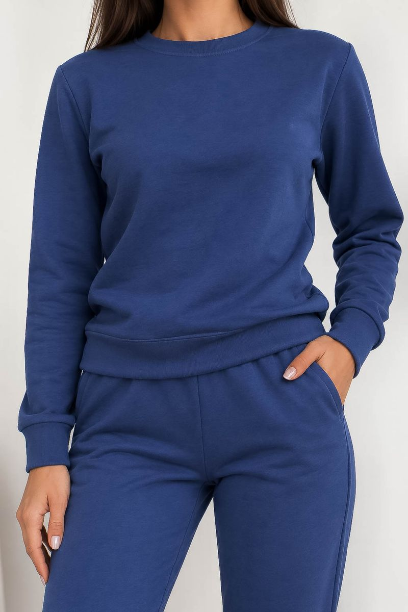Women's solid color sports suit, blue color, 244R1102