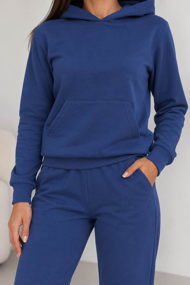 Women's solid sports suit, blue color, 244R1101