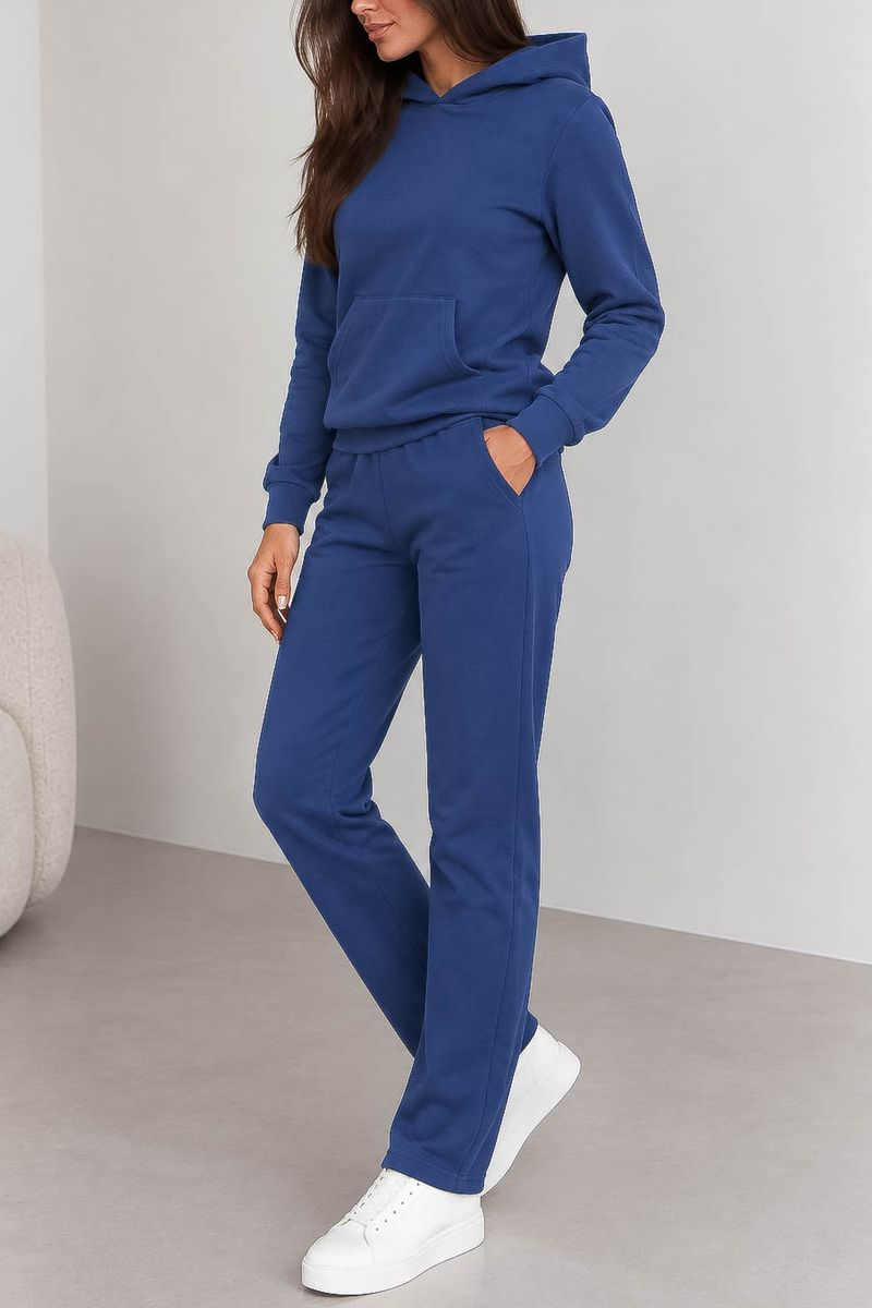 Women's solid sports suit, blue color, 244R1101