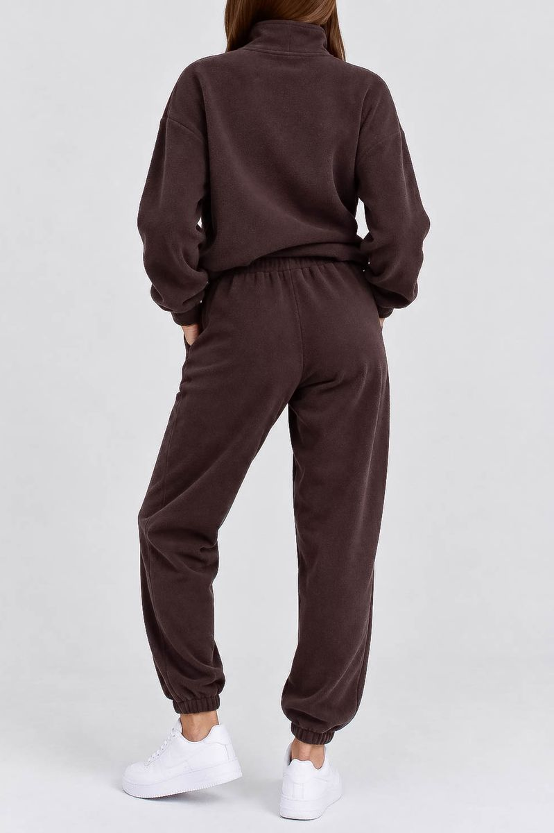 Women's Sports Suit on Fleece, Dark Brown Color, 257R90
