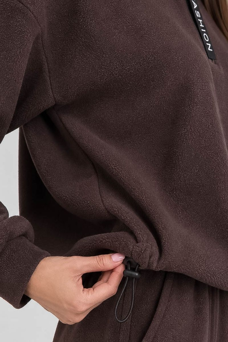 Women's Sports Suit on Fleece, Dark Brown Color, 257R90
