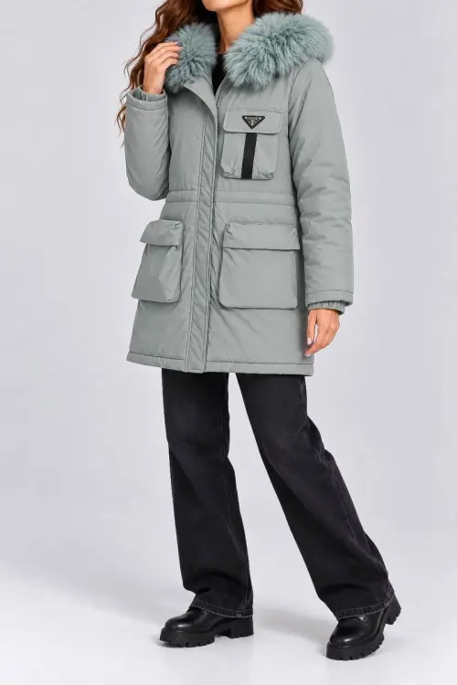 Women's winter jacket, light olive color, 129R8527