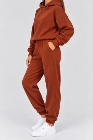 Women's knit suit, terracotta color, 244R9137