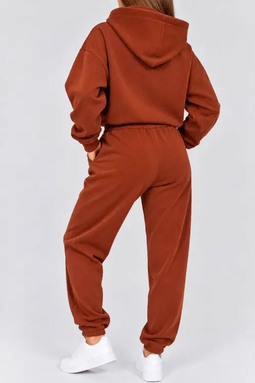Women's knit suit, terracotta color, 244R9137