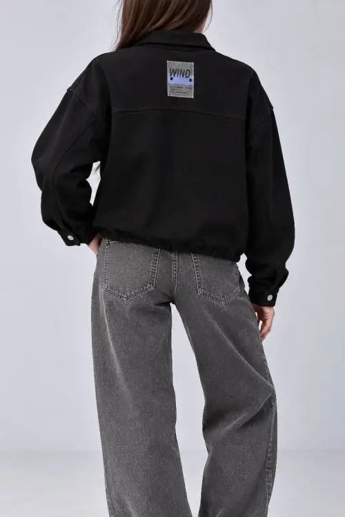 Women's solid zip-up sweatshirt, black color, 244R1807-5