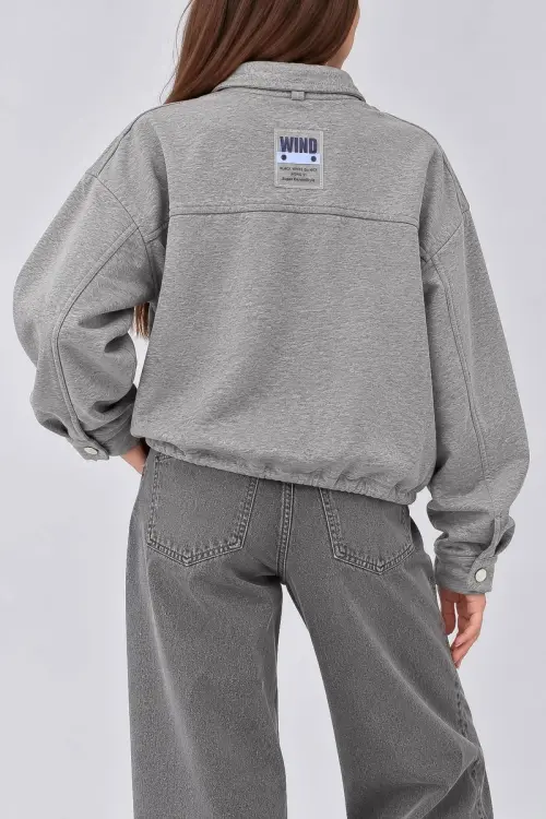 Women's solid cardigan with zipper, gray color, 244R1807-5