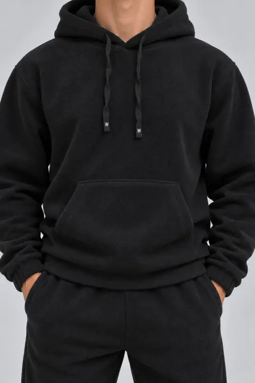 Men's Sports Suit on Fleece, Black Color, 257R662