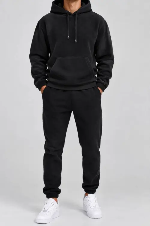 Men's Sports Suit on Fleece, Black Color, 257R662