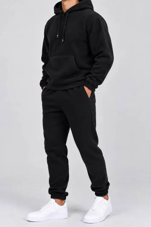 Men's Sports Suit on Fleece, Black Color, 257R662