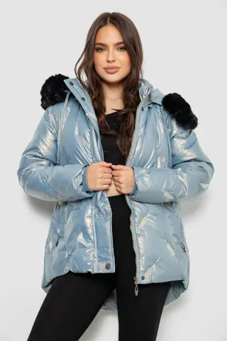 Куртка жіноча зимова коротка, колір блакитний, 244R22-832