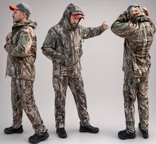 Softshell Hunting Suit Gwild Fleece-Lined, Green Forest Camo