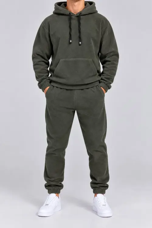 Men's Sports Suit on Fleece, Khaki Color, 257R662